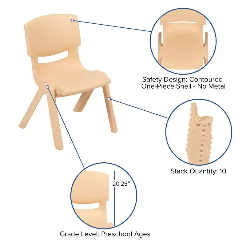 Ensemble table d'activités ronde Emma et Oliver de 33 po en plastique réglable en hauteur avec 4 chaises