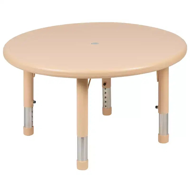 Ensemble table d'activités ronde Emma et Oliver de 33 po en plastique réglable en hauteur avec 4 chaises