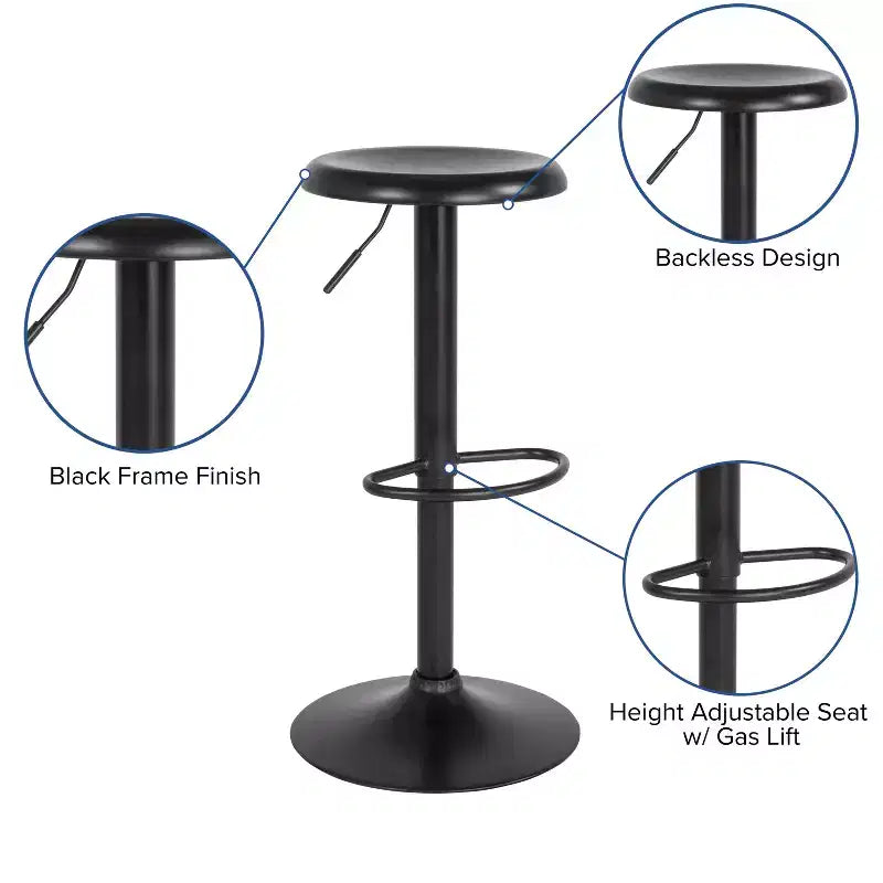 Tabouret de bar rétro Emma et Oliver à hauteur réglable