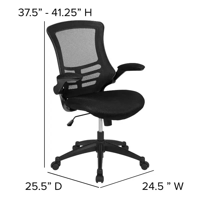 Chaise de bureau ergonomique pivotante en maille Emma et Oliver avec accoudoirs relevables