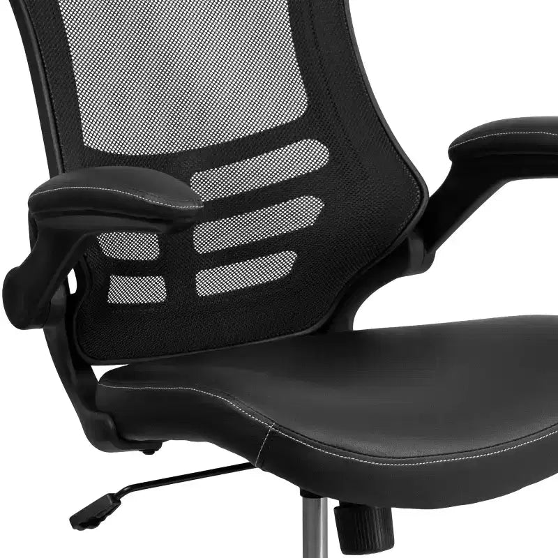 Chaise de bureau ergonomique pivotante en maille Emma et Oliver avec accoudoirs relevables