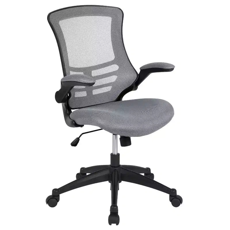 Chaise de bureau ergonomique pivotante en maille Emma et Oliver avec accoudoirs relevables
