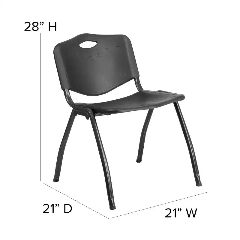 Chaise de bureau Emma and Oliver en plastique noir empilable, capacité 400 kg