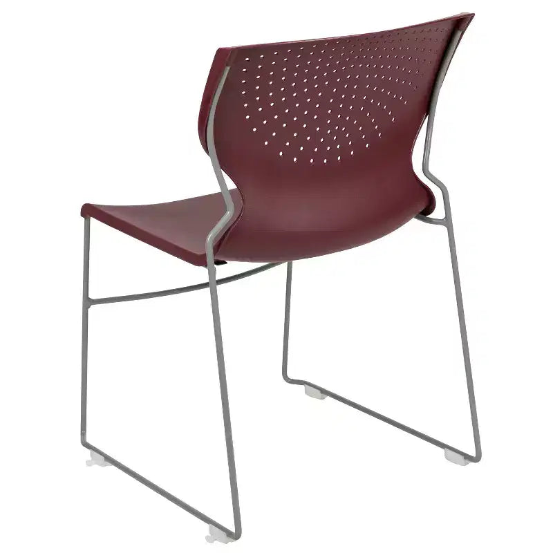 Chaise empilable Emma and Oliver pour la maison et le bureau avec soutien lombaire et cadre métallique - Chaise d'appoint