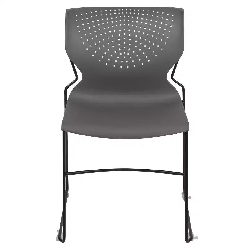 Chaise empilable Emma and Oliver pour la maison et le bureau avec soutien lombaire et cadre métallique - Chaise d'appoint