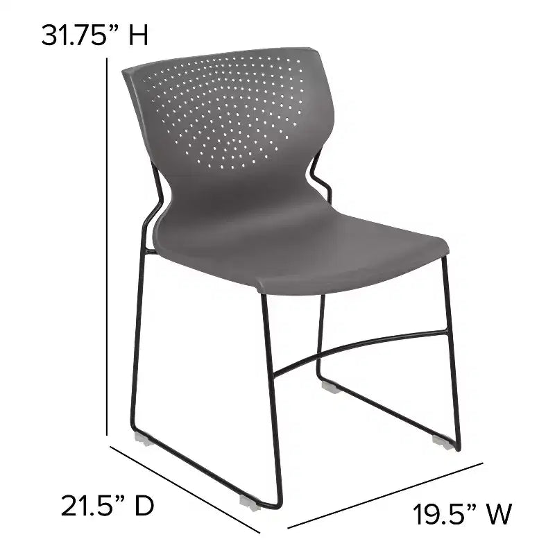 Chaise empilable Emma and Oliver pour la maison et le bureau avec soutien lombaire et cadre métallique - Chaise d'appoint