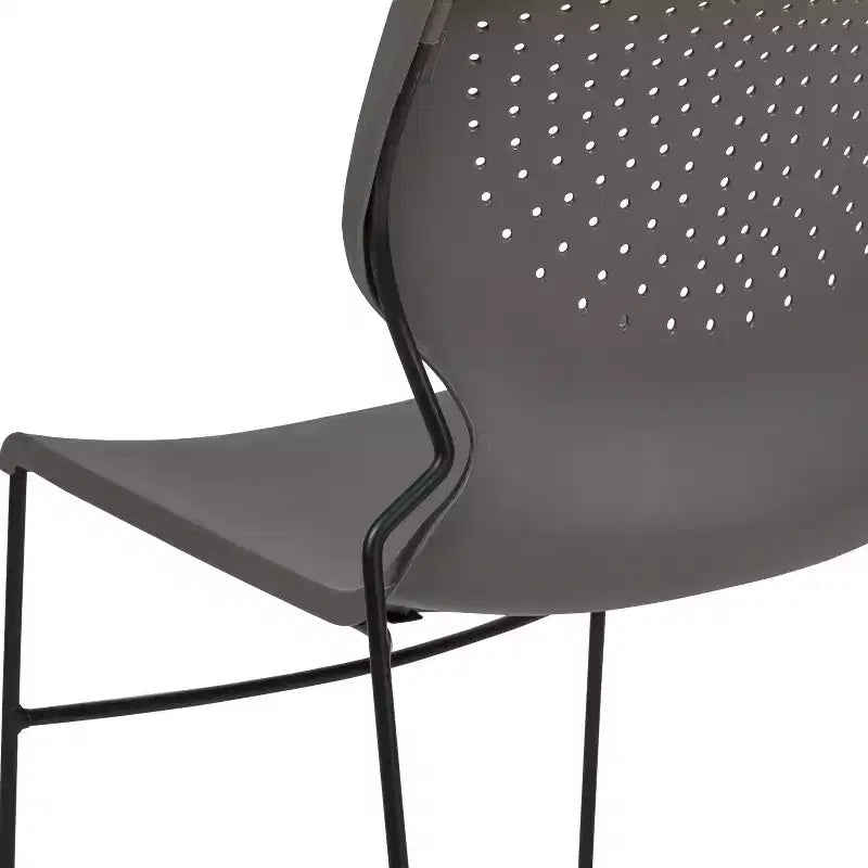 Chaise empilable Emma and Oliver pour la maison et le bureau avec soutien lombaire et cadre métallique - Chaise d'appoint