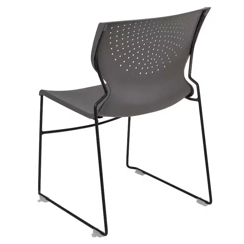 Chaise empilable Emma and Oliver pour la maison et le bureau avec soutien lombaire et cadre métallique - Chaise d'appoint