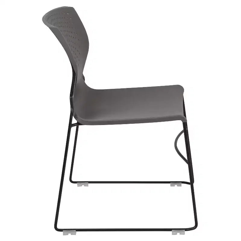 Chaise empilable Emma and Oliver pour la maison et le bureau avec soutien lombaire et cadre métallique - Chaise d'appoint