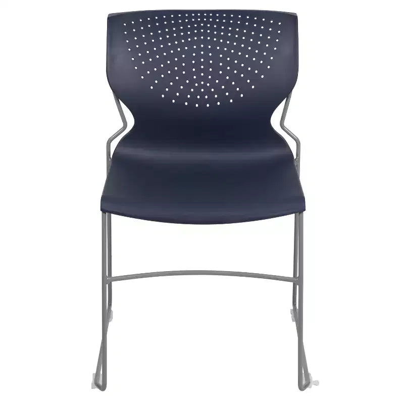 Chaise empilable Emma and Oliver pour la maison et le bureau avec soutien lombaire et cadre métallique - Chaise d'appoint