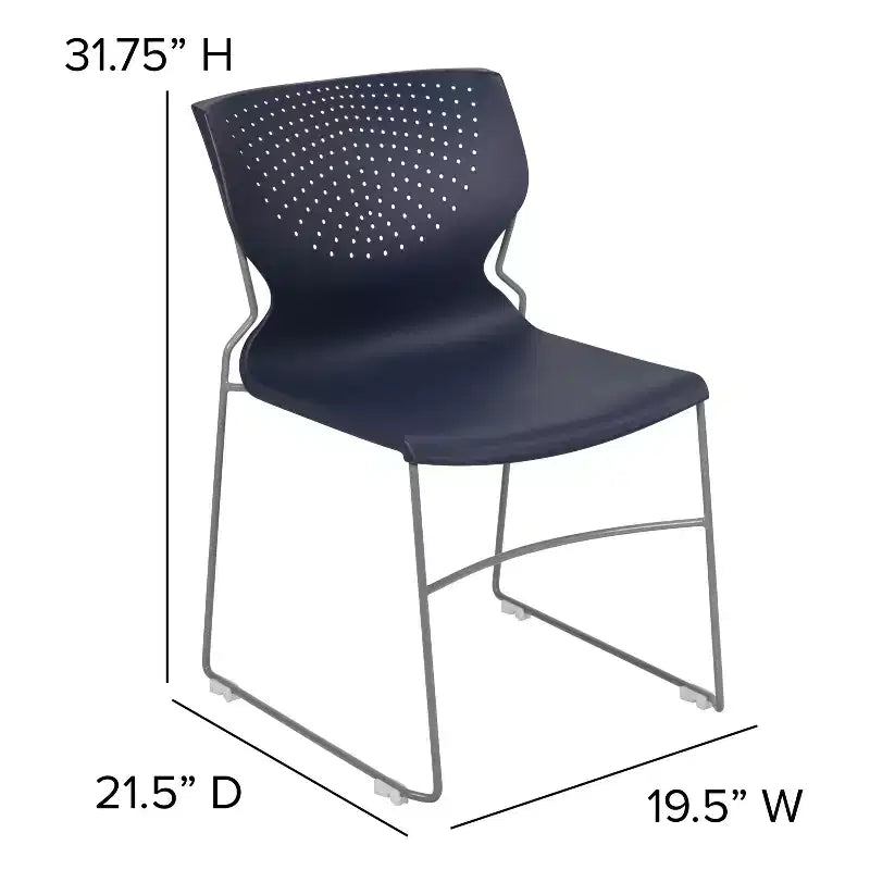 Chaise empilable Emma and Oliver pour la maison et le bureau avec soutien lombaire et cadre métallique - Chaise d'appoint