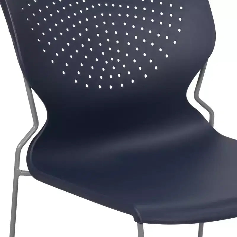 Chaise empilable Emma and Oliver pour la maison et le bureau avec soutien lombaire et cadre métallique - Chaise d'appoint