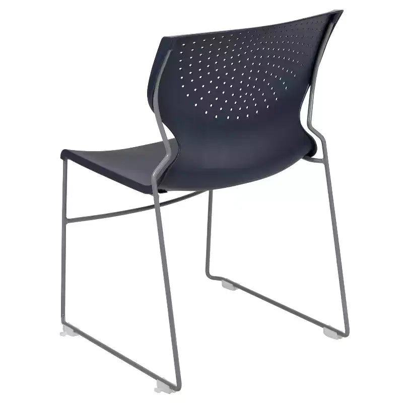 Chaise empilable Emma and Oliver pour la maison et le bureau avec soutien lombaire et cadre métallique - Chaise d'appoint