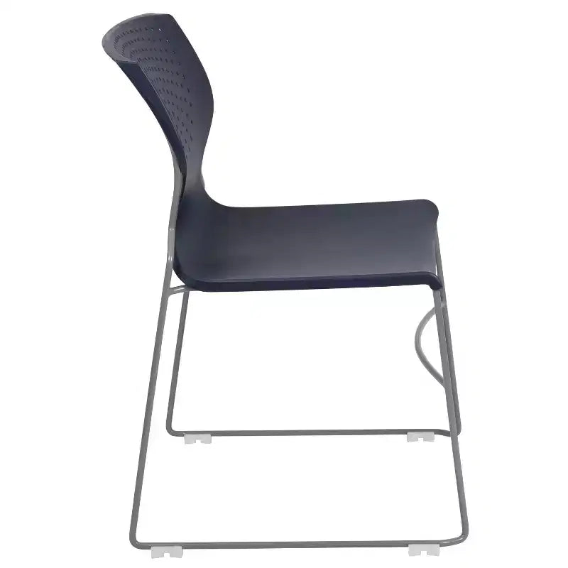 Chaise empilable Emma and Oliver pour la maison et le bureau avec soutien lombaire et cadre métallique - Chaise d'appoint