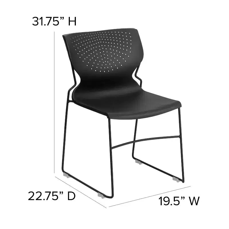 Chaise empilable Emma and Oliver pour la maison et le bureau avec soutien lombaire et cadre métallique - Chaise d'appoint