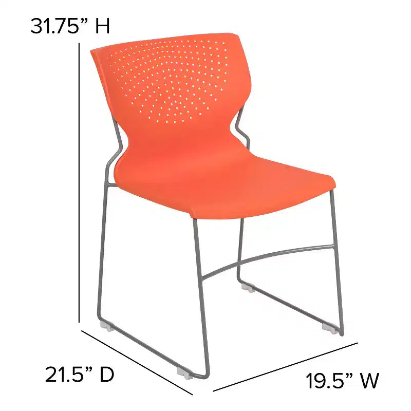 Chaise empilable Emma and Oliver pour la maison et le bureau avec soutien lombaire et cadre métallique - Chaise d'appoint