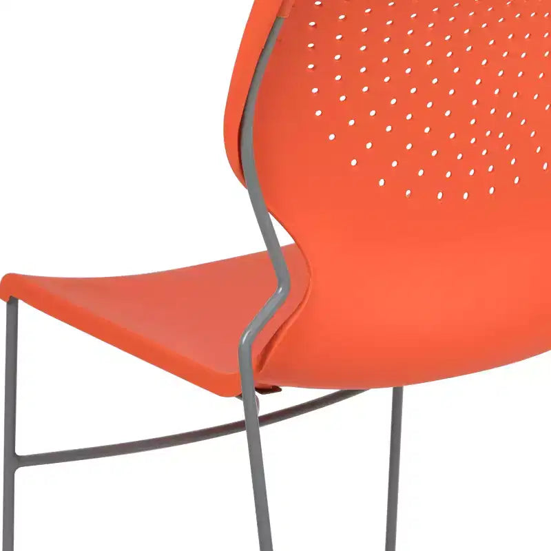 Chaise empilable Emma and Oliver pour la maison et le bureau avec soutien lombaire et cadre métallique - Chaise d'appoint