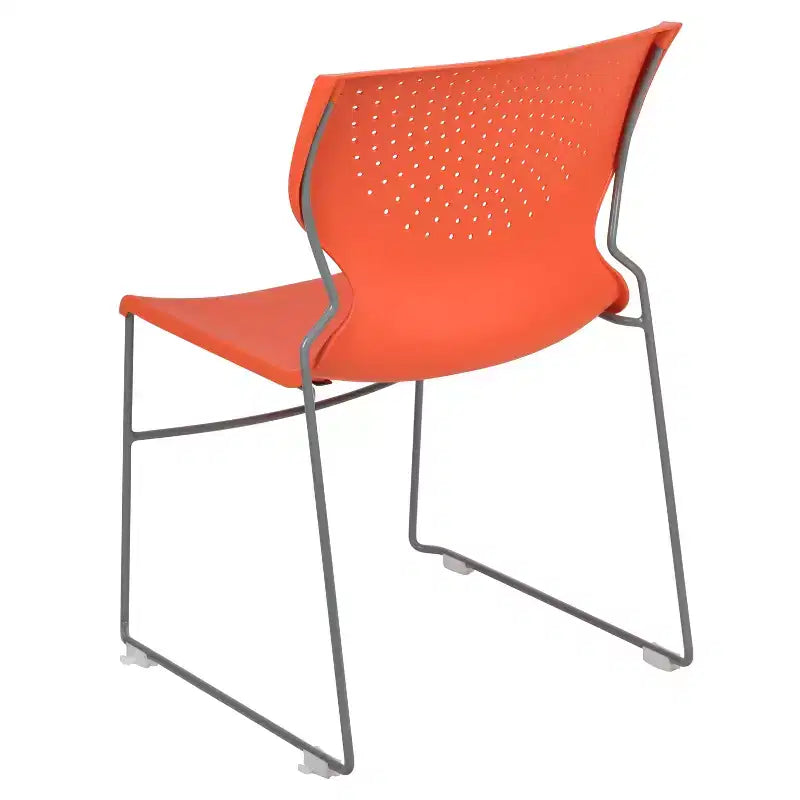 Chaise empilable Emma and Oliver pour la maison et le bureau avec soutien lombaire et cadre métallique - Chaise d'appoint