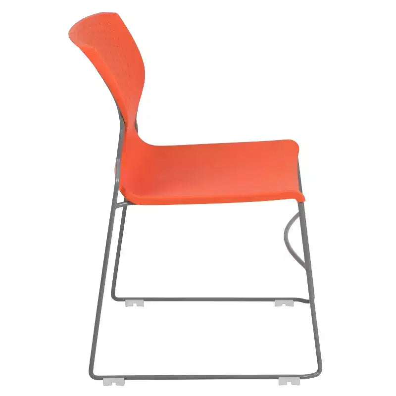 Chaise empilable Emma and Oliver pour la maison et le bureau avec soutien lombaire et cadre métallique - Chaise d'appoint