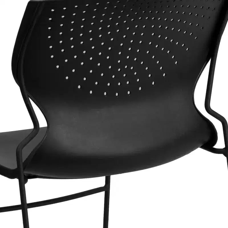 Chaise empilable Emma and Oliver pour la maison et le bureau avec soutien lombaire et cadre métallique - Chaise d'appoint
