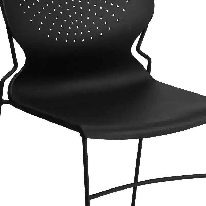 Chaise empilable Emma and Oliver pour la maison et le bureau avec soutien lombaire et cadre métallique - Chaise d'appoint