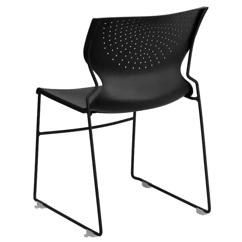 Chaise empilable Emma and Oliver pour la maison et le bureau avec soutien lombaire et cadre métallique - Chaise d'appoint