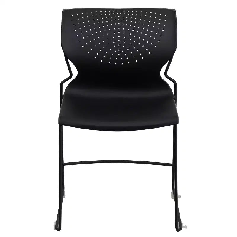 Chaise empilable Emma and Oliver pour la maison et le bureau avec soutien lombaire et cadre métallique - Chaise d'appoint