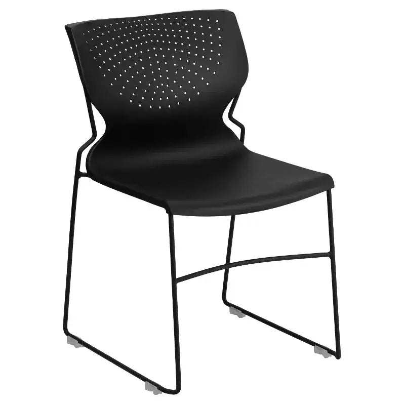 Chaise empilable Emma and Oliver pour la maison et le bureau avec soutien lombaire et cadre métallique - Chaise d'appoint