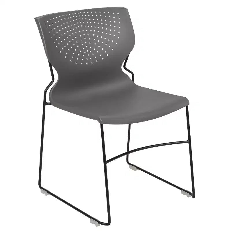 Chaise empilable Emma and Oliver pour la maison et le bureau avec soutien lombaire et cadre métallique - Chaise d'appoint
