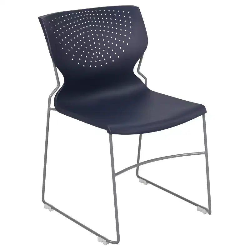 Chaise empilable Emma and Oliver pour la maison et le bureau avec soutien lombaire et cadre métallique - Chaise d'appoint