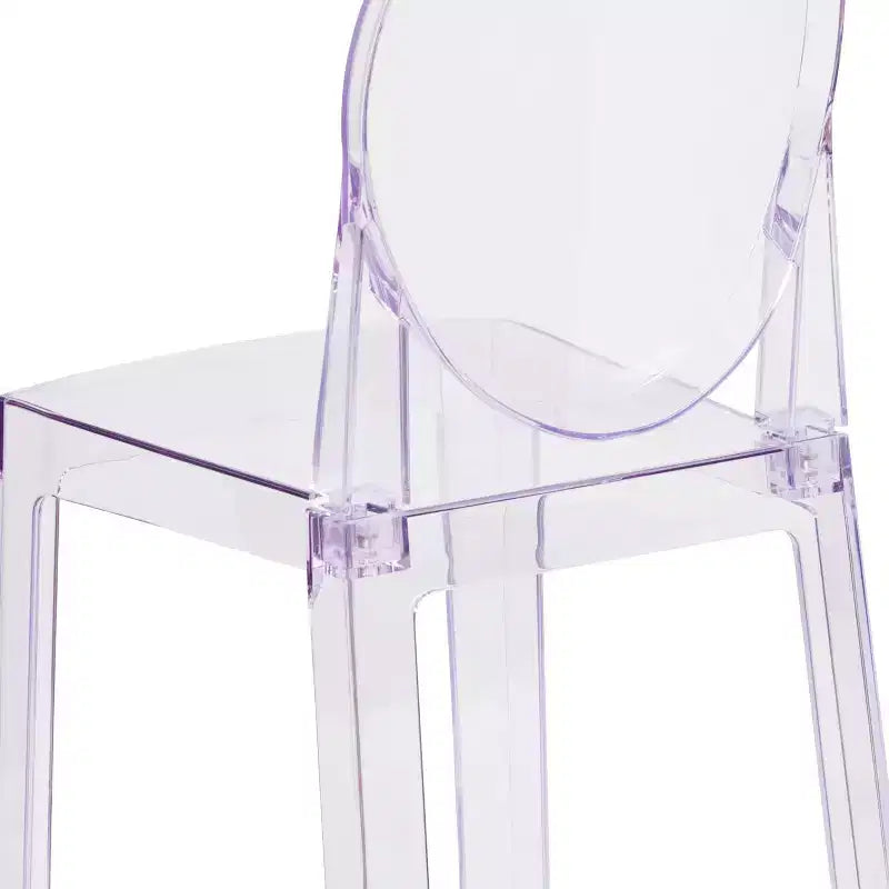 Chaise Fantôme Emma et Oliver à dossier ovale en cristal transparent