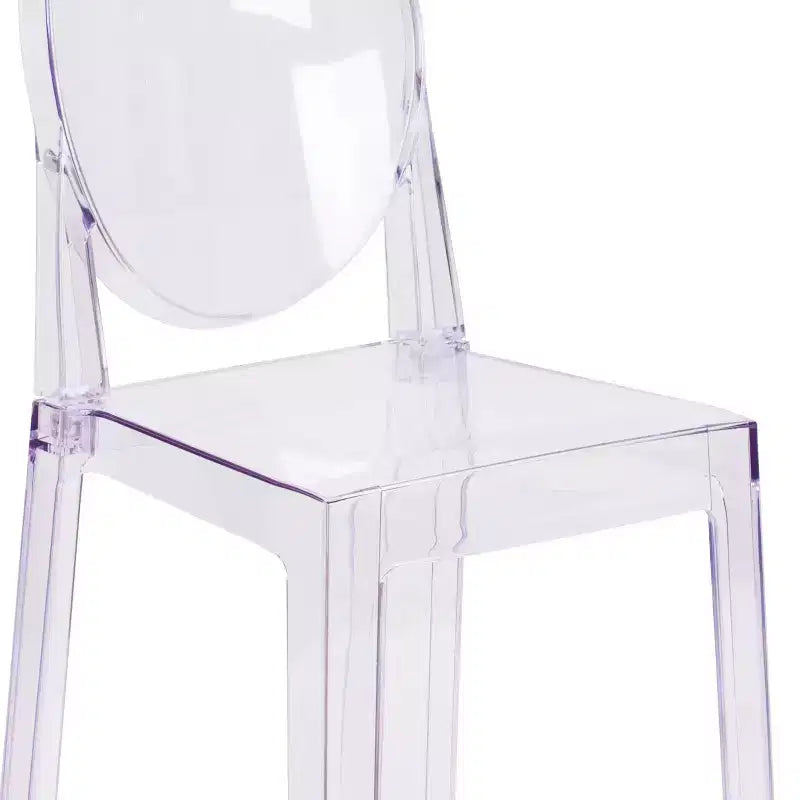 Chaise Fantôme Emma et Oliver à dossier ovale en cristal transparent