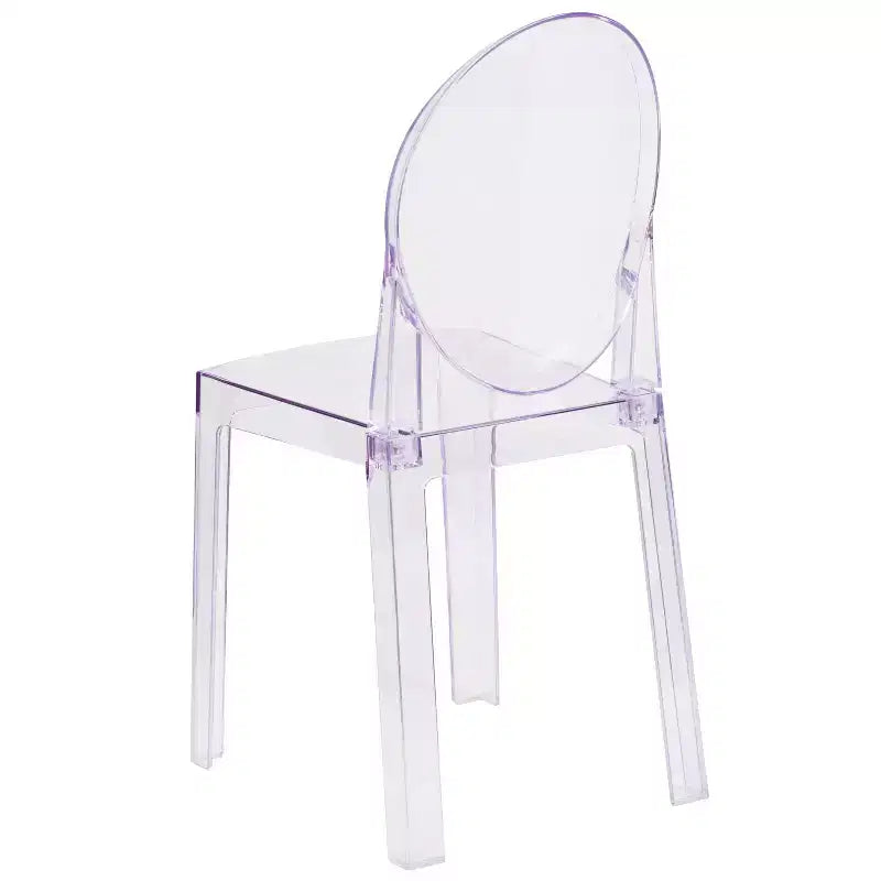 Chaise Fantôme Emma et Oliver à dossier ovale en cristal transparent
