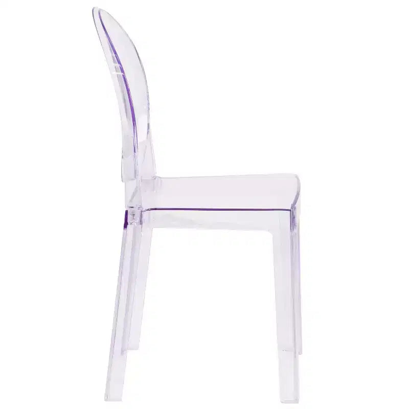 Chaise Fantôme Emma et Oliver à dossier ovale en cristal transparent