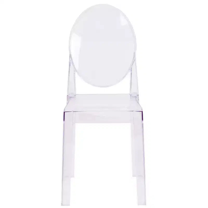 Chaise Fantôme Emma et Oliver à dossier ovale en cristal transparent