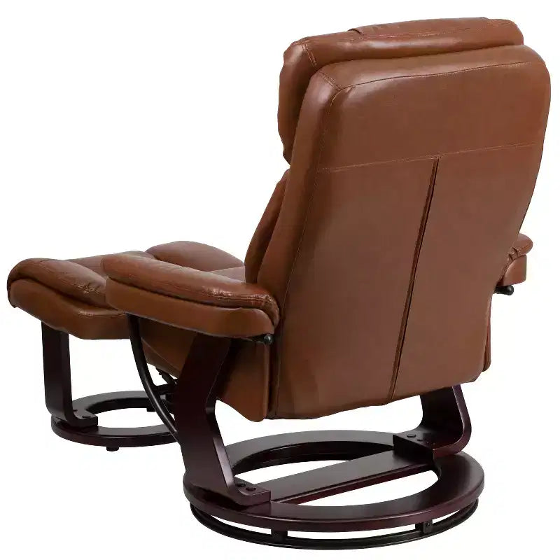Fauteuil inclinable multiposition Emma et Oliver avec ottoman incurvé et base pivotante en bois