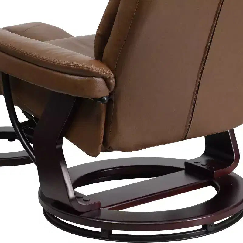 Fauteuil inclinable multiposition Emma et Oliver avec ottoman incurvé et base pivotante en bois
