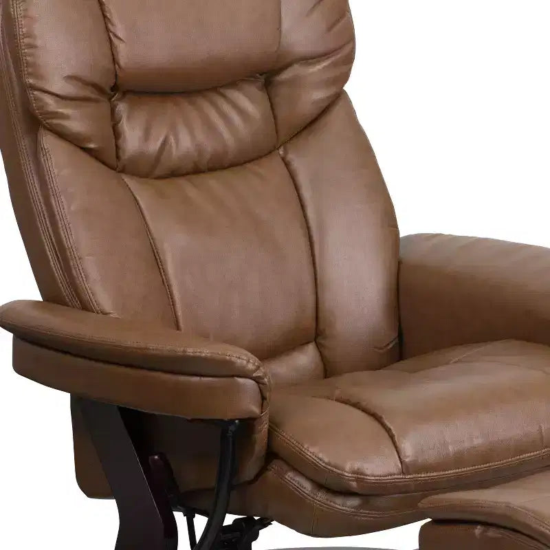 Fauteuil inclinable multiposition Emma et Oliver avec ottoman incurvé et base pivotante en bois