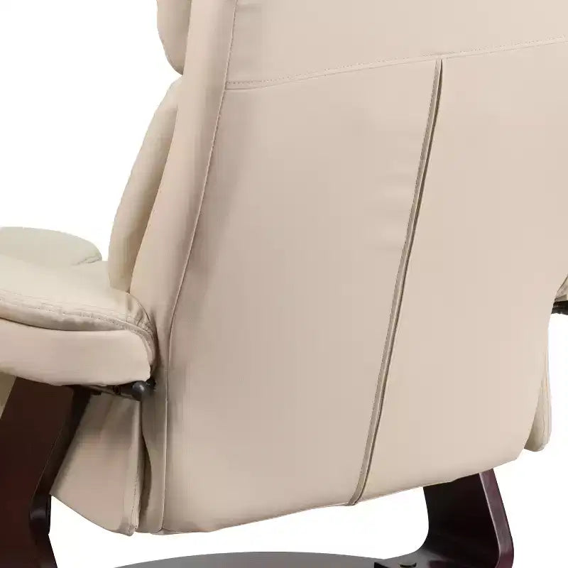 Fauteuil inclinable multiposition Emma et Oliver avec ottoman incurvé et base pivotante en bois