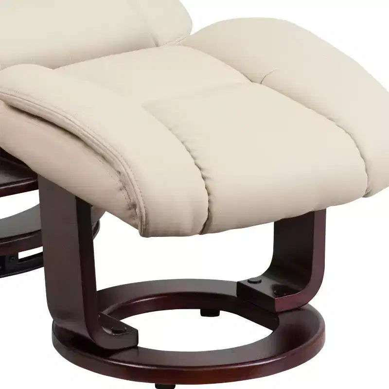 Fauteuil inclinable multiposition Emma et Oliver avec ottoman incurvé et base pivotante en bois