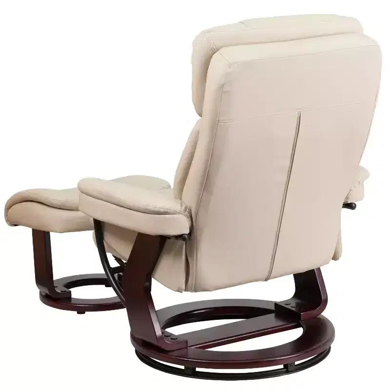 Fauteuil inclinable multiposition Emma et Oliver avec ottoman incurvé et base pivotante en bois