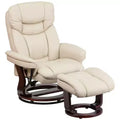 Fauteuil inclinable multiposition Emma et Oliver avec ottoman incurvé et base pivotante en bois