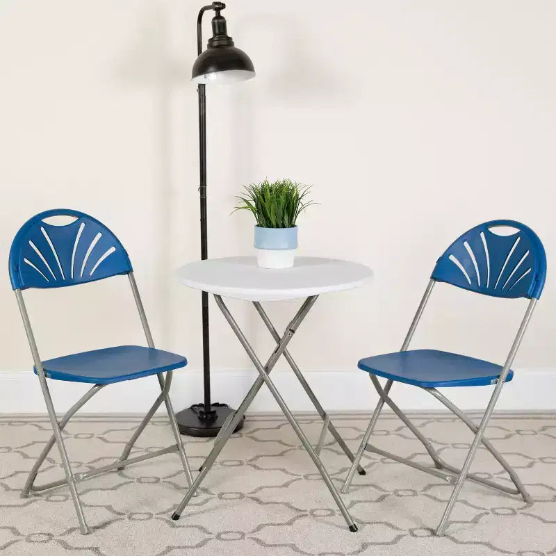 Emma et Oliver Lot de 2 Chaises Pliantes en Plastique avec Dossier à Lattes pour Mariage, Fête, Événement, Maison, Bureau