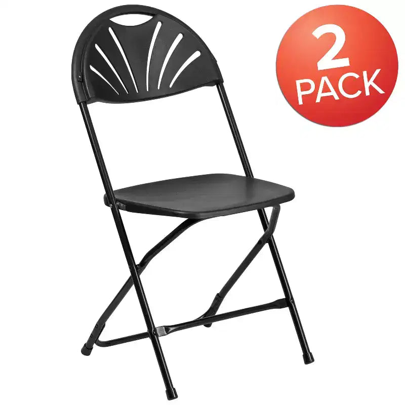 Emma et Oliver Lot de 2 Chaises Pliantes en Plastique avec Dossier à Lattes pour Mariage, Fête, Événement, Maison, Bureau