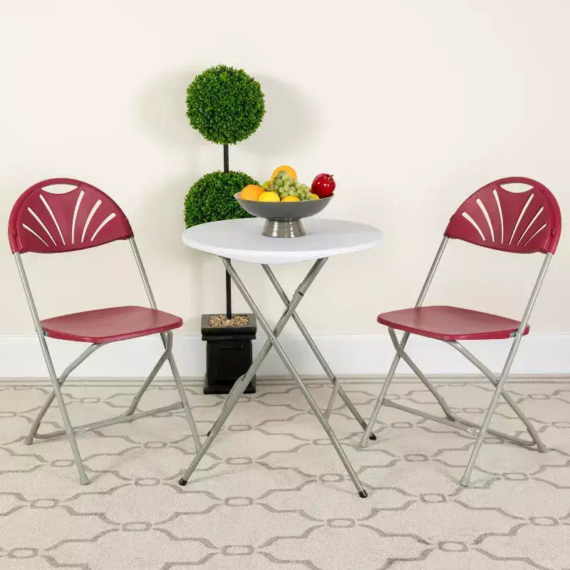Emma et Oliver Lot de 2 Chaises Pliantes en Plastique avec Dossier à Lattes pour Mariage, Fête, Événement, Maison, Bureau