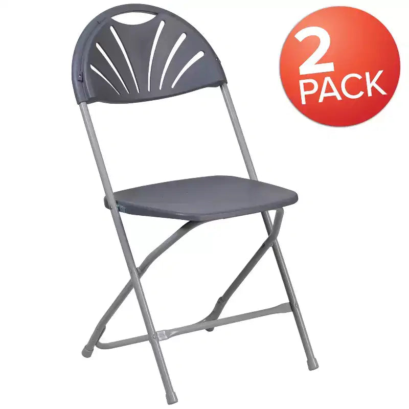 Emma et Oliver Lot de 2 Chaises Pliantes en Plastique avec Dossier à Lattes pour Mariage, Fête, Événement, Maison, Bureau
