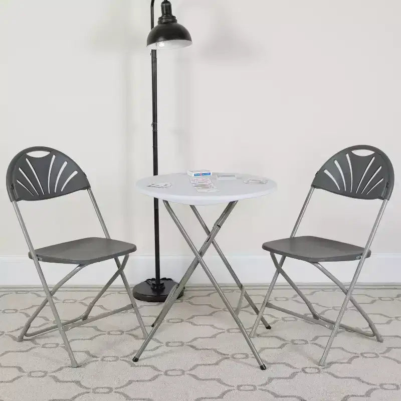 Emma et Oliver Lot de 2 Chaises Pliantes en Plastique avec Dossier à Lattes pour Mariage, Fête, Événement, Maison, Bureau