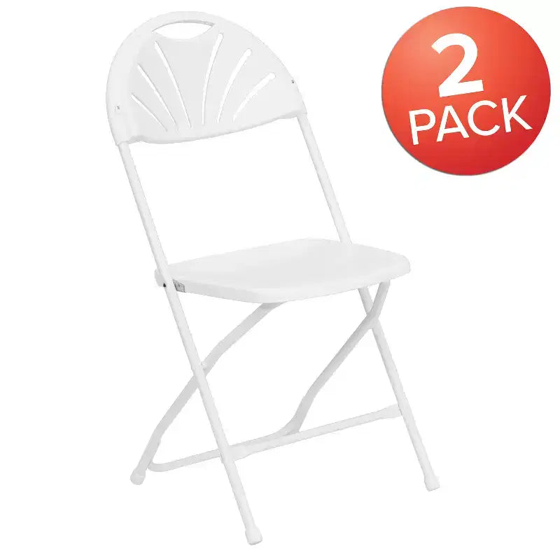 Emma et Oliver Lot de 2 Chaises Pliantes en Plastique avec Dossier à Lattes pour Mariage, Fête, Événement, Maison, Bureau