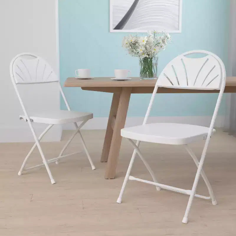 Emma et Oliver Lot de 2 Chaises Pliantes en Plastique avec Dossier à Lattes pour Mariage, Fête, Événement, Maison, Bureau