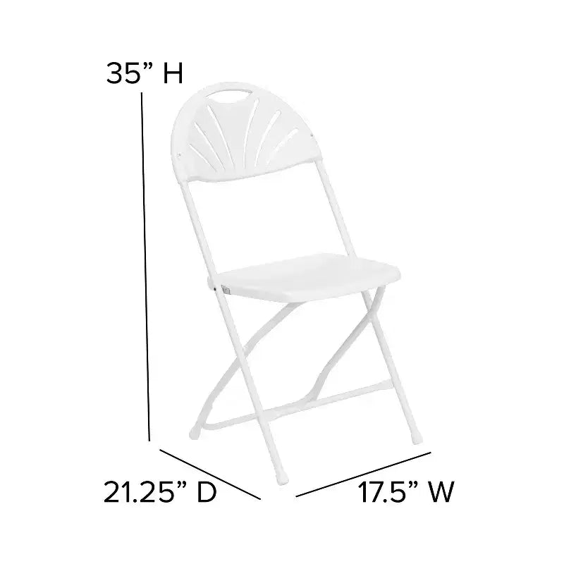 Emma et Oliver Lot de 2 Chaises Pliantes en Plastique avec Dossier à Lattes pour Mariage, Fête, Événement, Maison, Bureau
